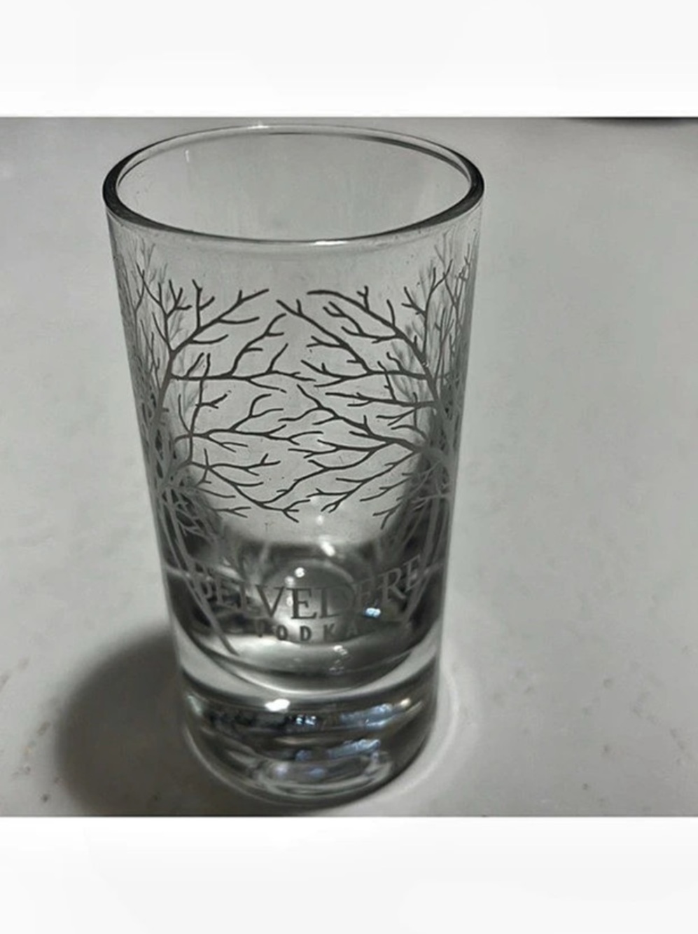Belvedere Vodka Tree Logo Etched Tall Shot Glass Shooter